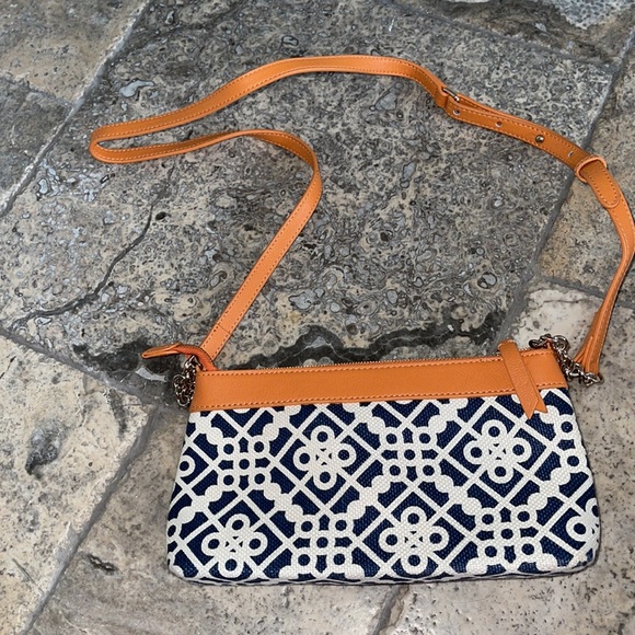 Spartina Navy, White and Orange Crossbody Bag - Picture 4 of 12